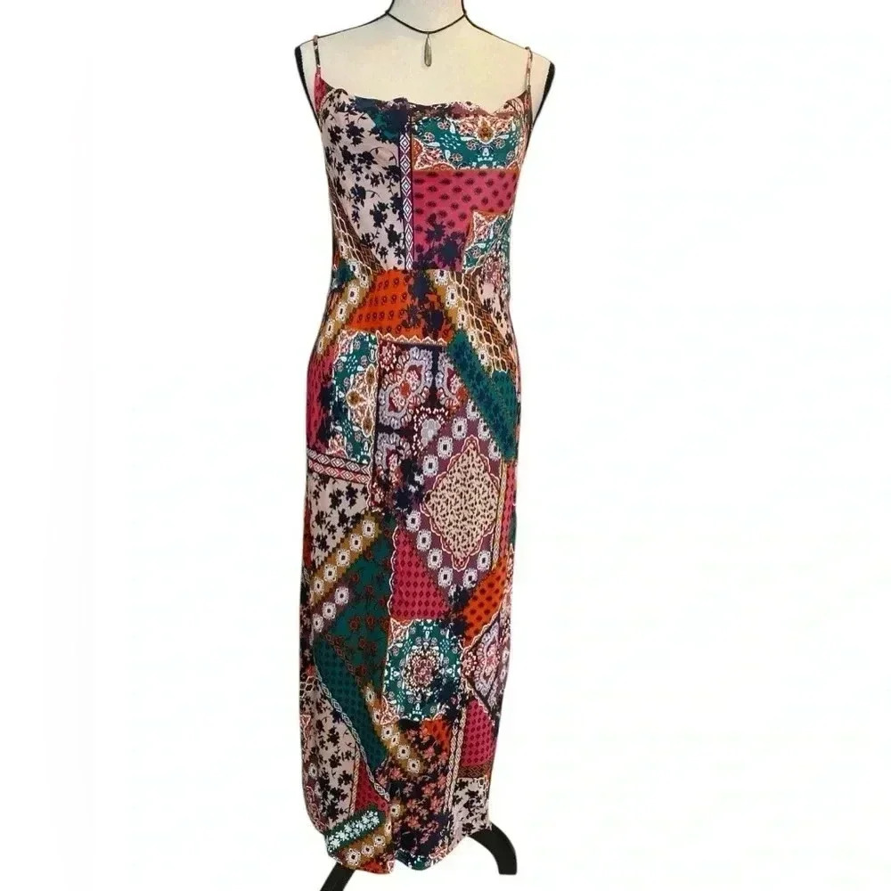 Anthropologie Multicolor Patchwork Maxi Dress